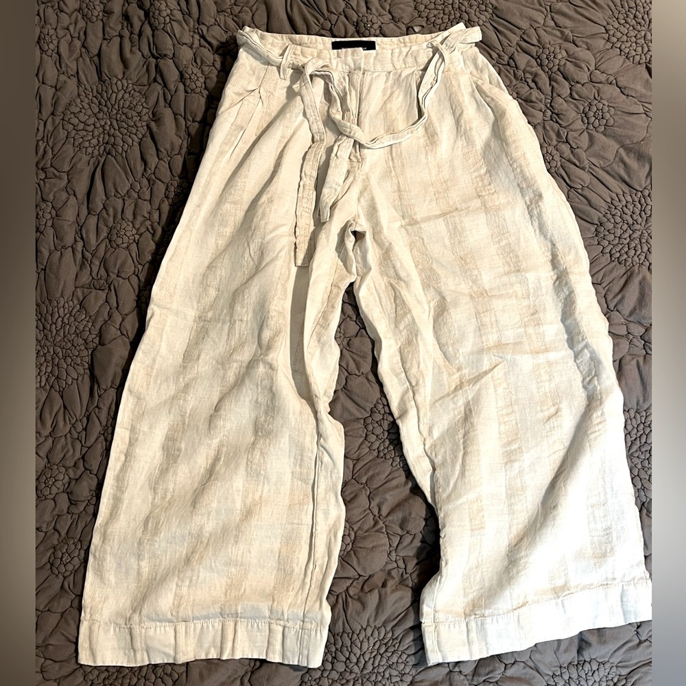 Who what wear wide leg cropped linen trousers
